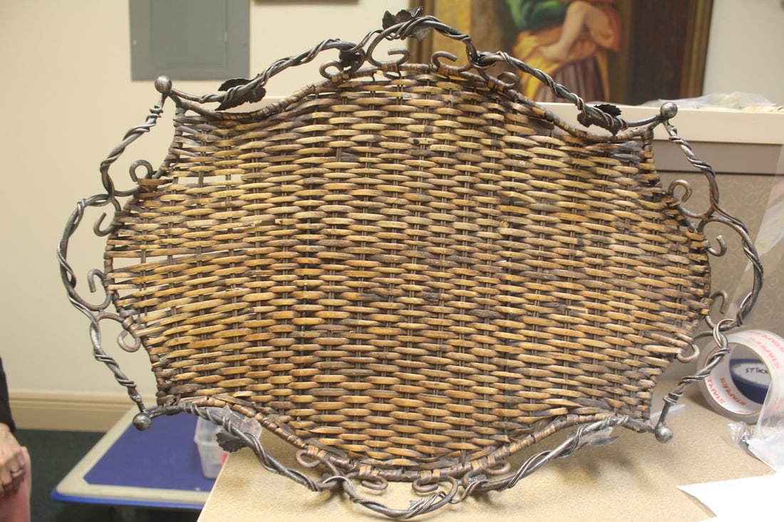 Rattan tray: 23" across