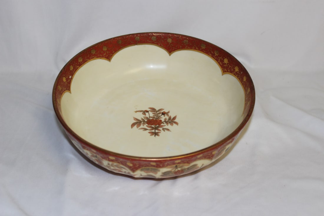 A Most Likely Boseck and Co., Austria Bowl: Early 20th Century - decoration in the manor of Japanese style, during the Meiji period - 9 1/2" in diameter