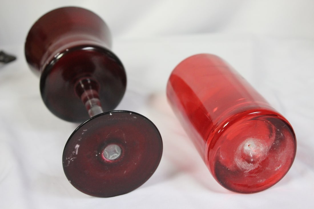 Two Ruby Red Glass Articles - 6