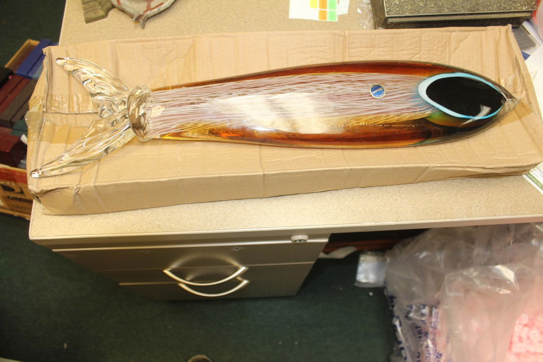 Murano or Murano-Style Art Glass Fish: approximately 24 inches across