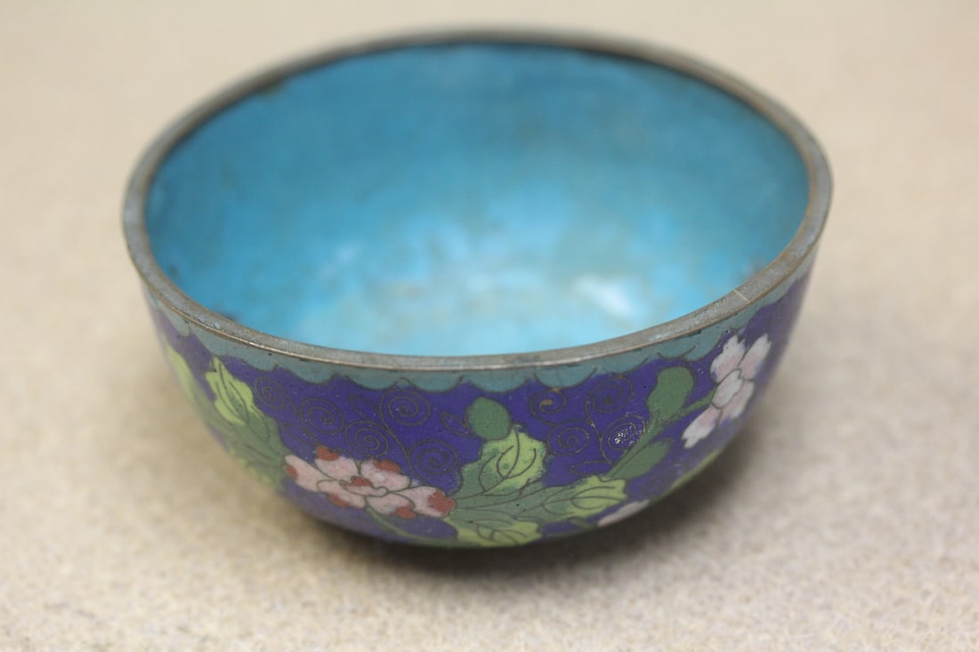 Antique Chinese Cloisonne Bowl: as found - marked China - 3 7/8" in diameter