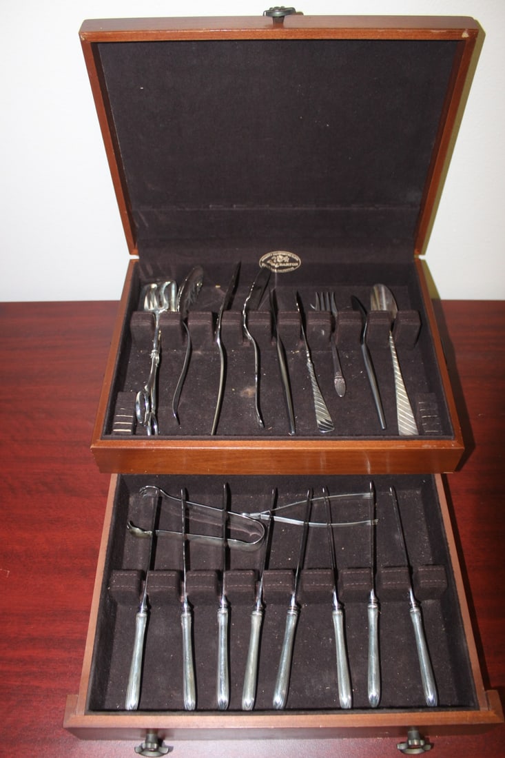 Utensil Box with Silverplated Utensils Inside (1 of 9)