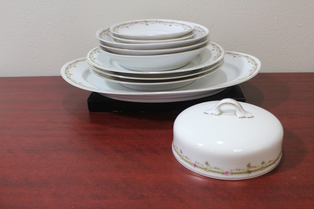 Lot of 14 Austrian, Karlsbad Dishes: oval platter= 14 1/4" across