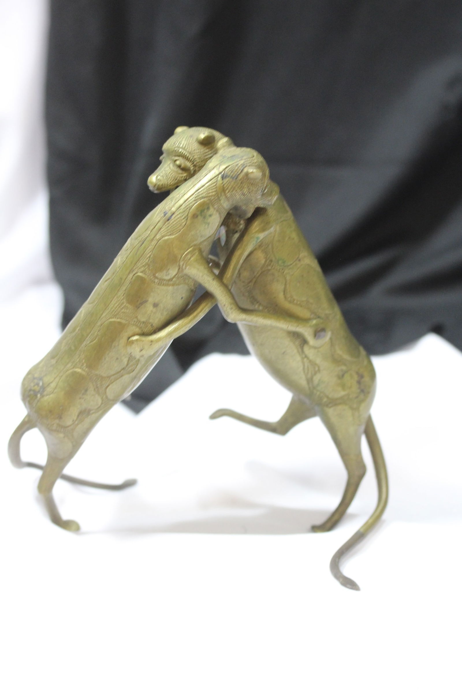 A Bronze or Brass Fighting Dogs: 6 1/2" tall