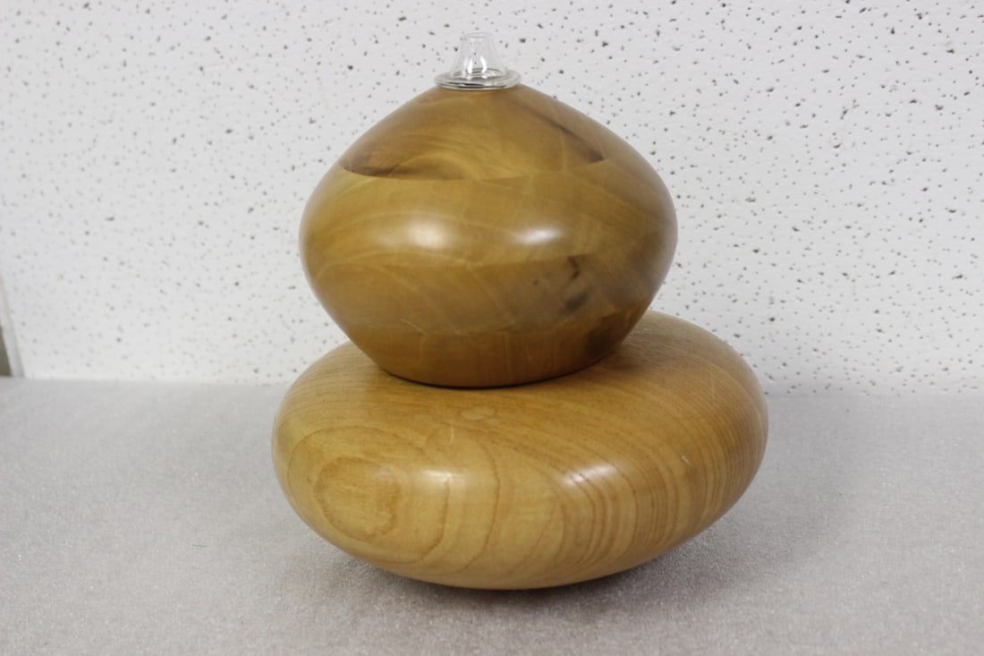 A Wooden Gourd Shape Oil Lamp?: 8 1/4" tall