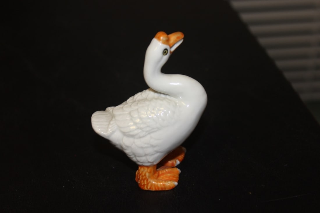 A Miniature Porcelain Goose: Possibly oriental - 3 1/4" tall - nicely done
