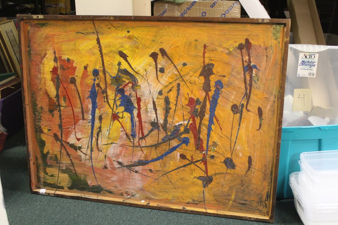 Oil on Board Retro Abstract Painting (1 of 10)