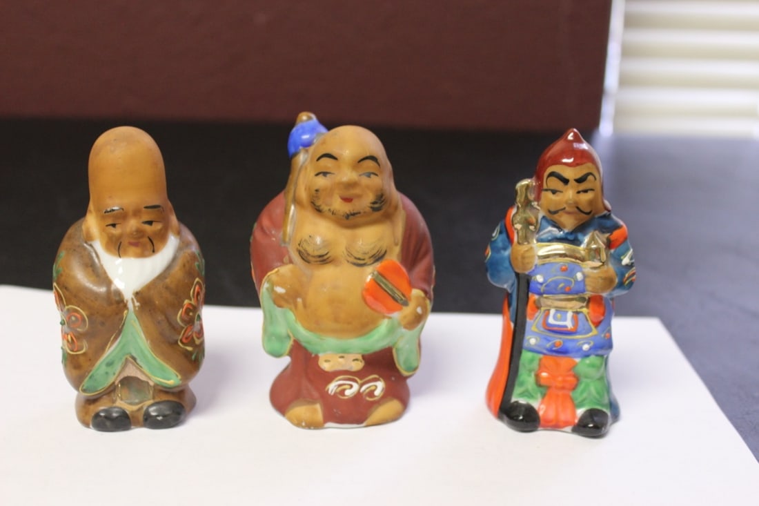 Lot of 3 Japanese Gods: Tallest= 4"