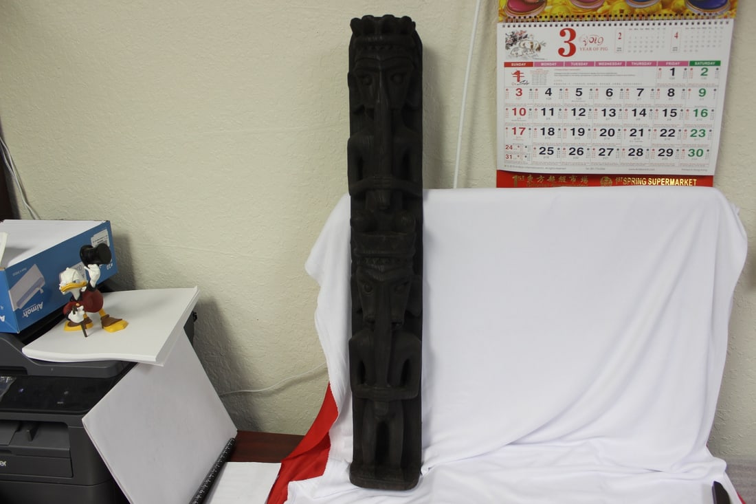 African Wood Statue: 30" tall