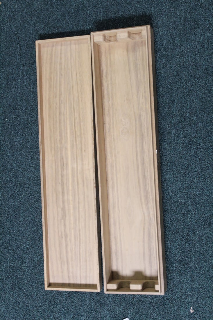 An Oriental Wooden Box: most likely for scroll paintings - 24 3/4" x 5 3/4"