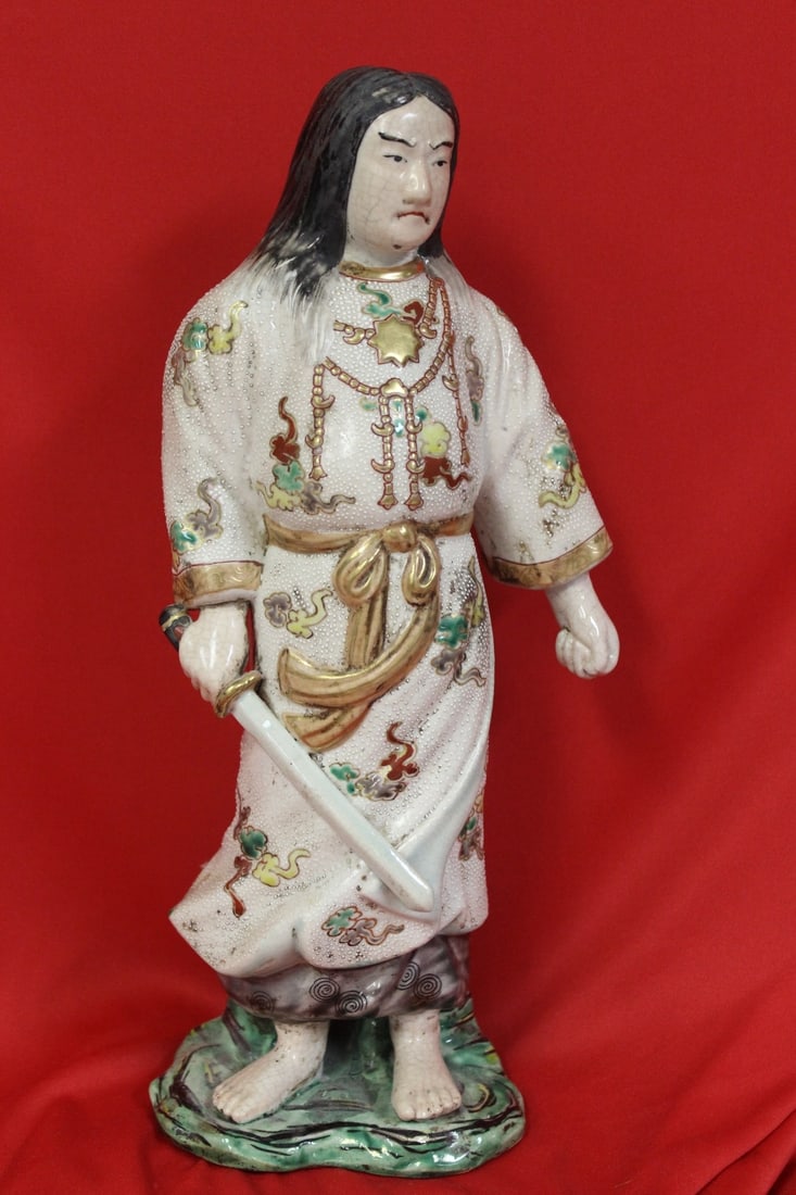 A Satsuma Warrior: Antique and old - 13 3/4" tall