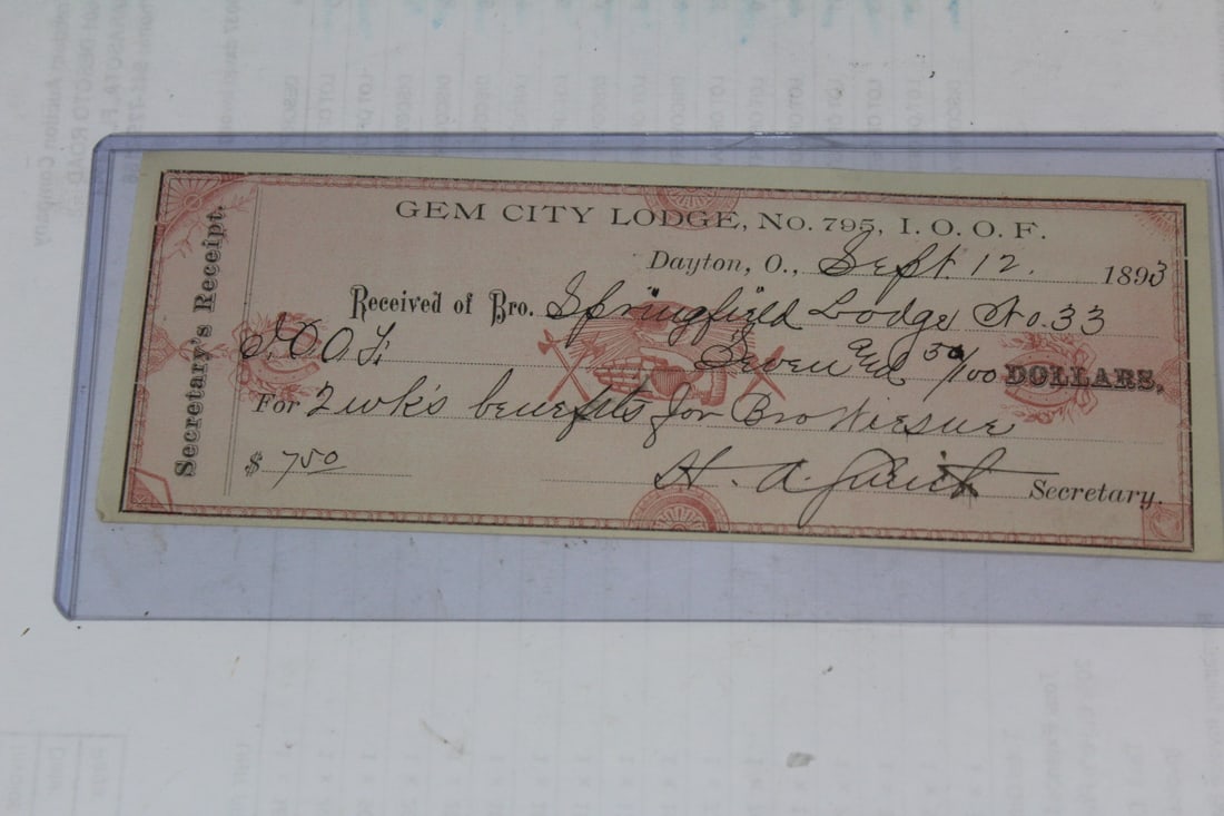 An 1893 Receipt: as shown