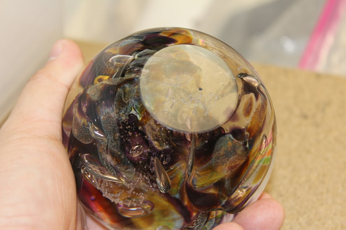 Signed Art Glass Paperweight - 4