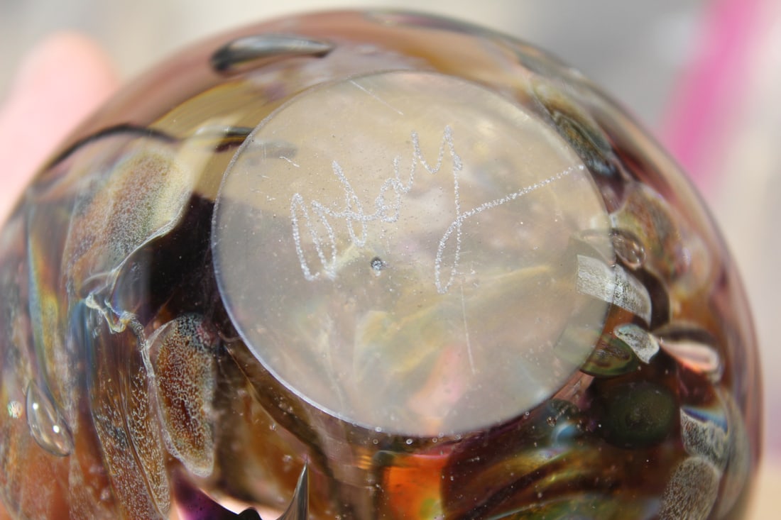 Signed Art Glass Paperweight - 5