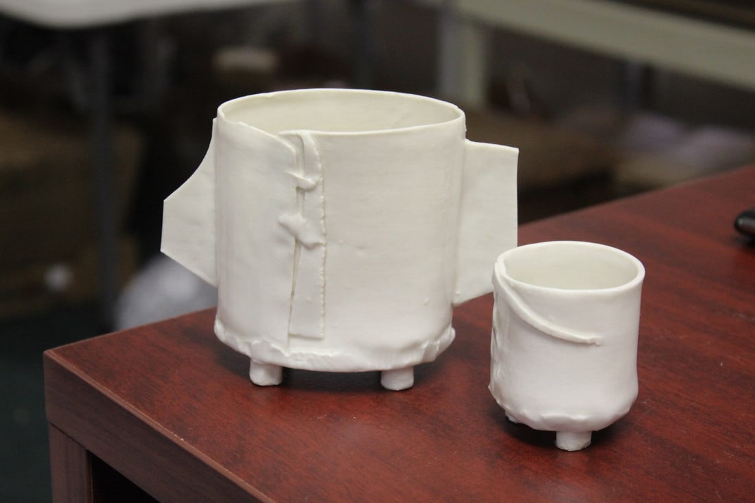 Lot of Two Pen Holders: please note: one has a chip - taller= 3 3/4"