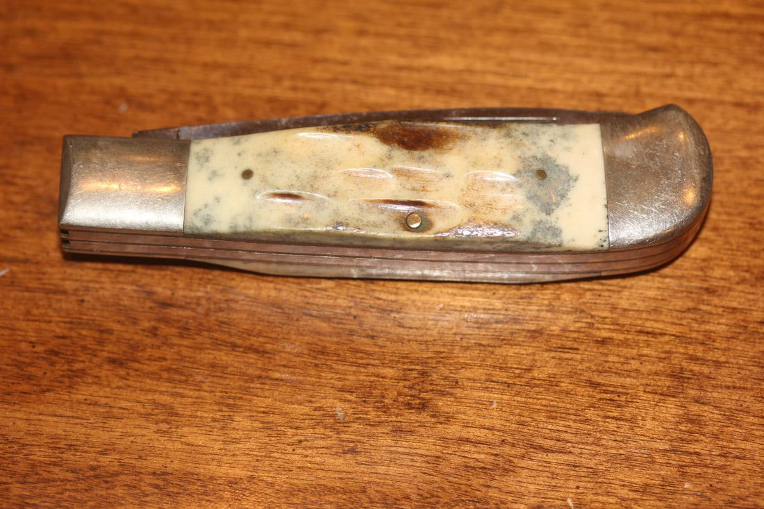 Parker and Son K410 Stag Handle Pocket Knife: double blade - 4 1/2" long when folded