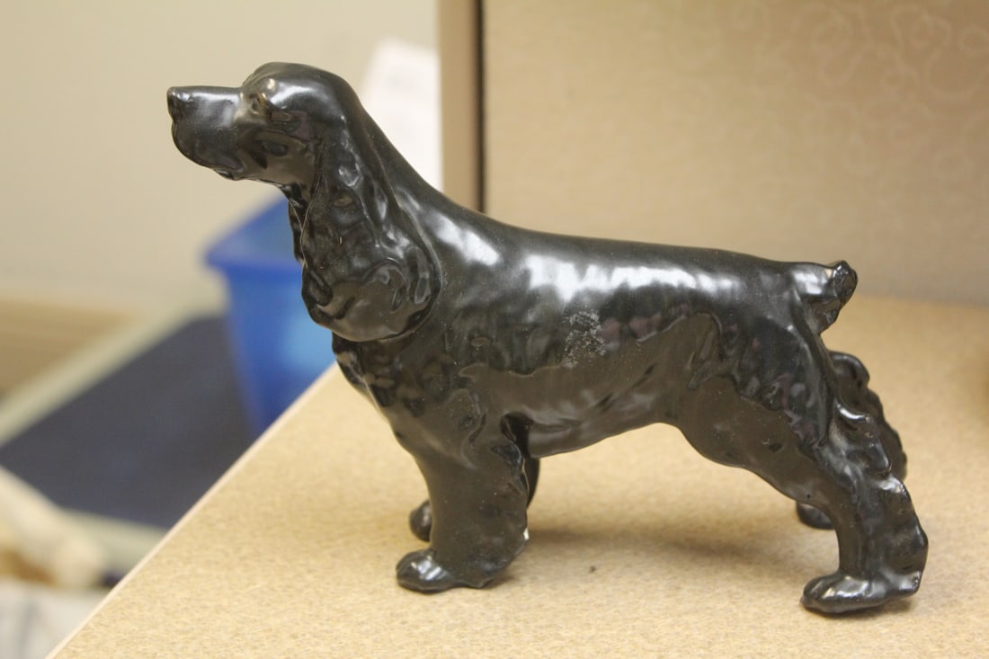 Solid Ceramic Mortens Studio Dog: please note: some paint loss as shown - 7 1/8" long