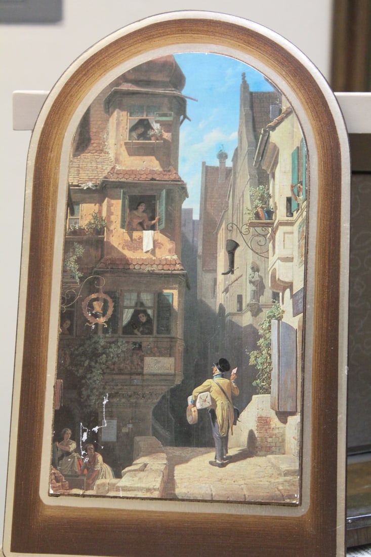 Reproduction Print of Spitzweg on Board: 16" tall - please note: minor scratch