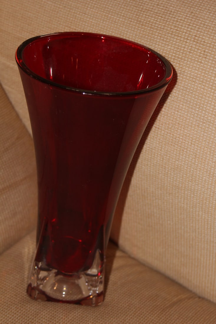 Ruby Red Glass Vase - 2