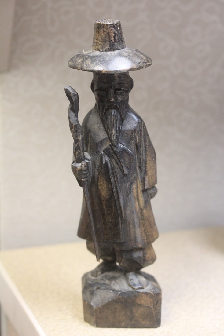 Vintage Japanese Wood Figure: 8" tall