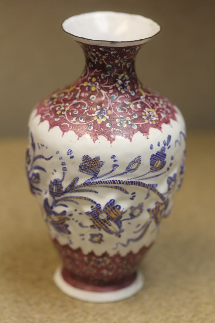 Enamel Chinese Vase: 4 3/4" tall