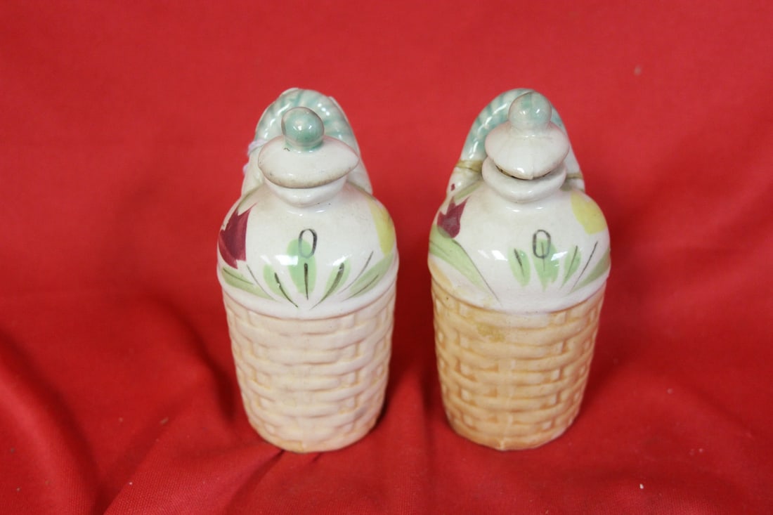 A Pair of Salt and Pepper Shaker: restored - 4 1/4" tall