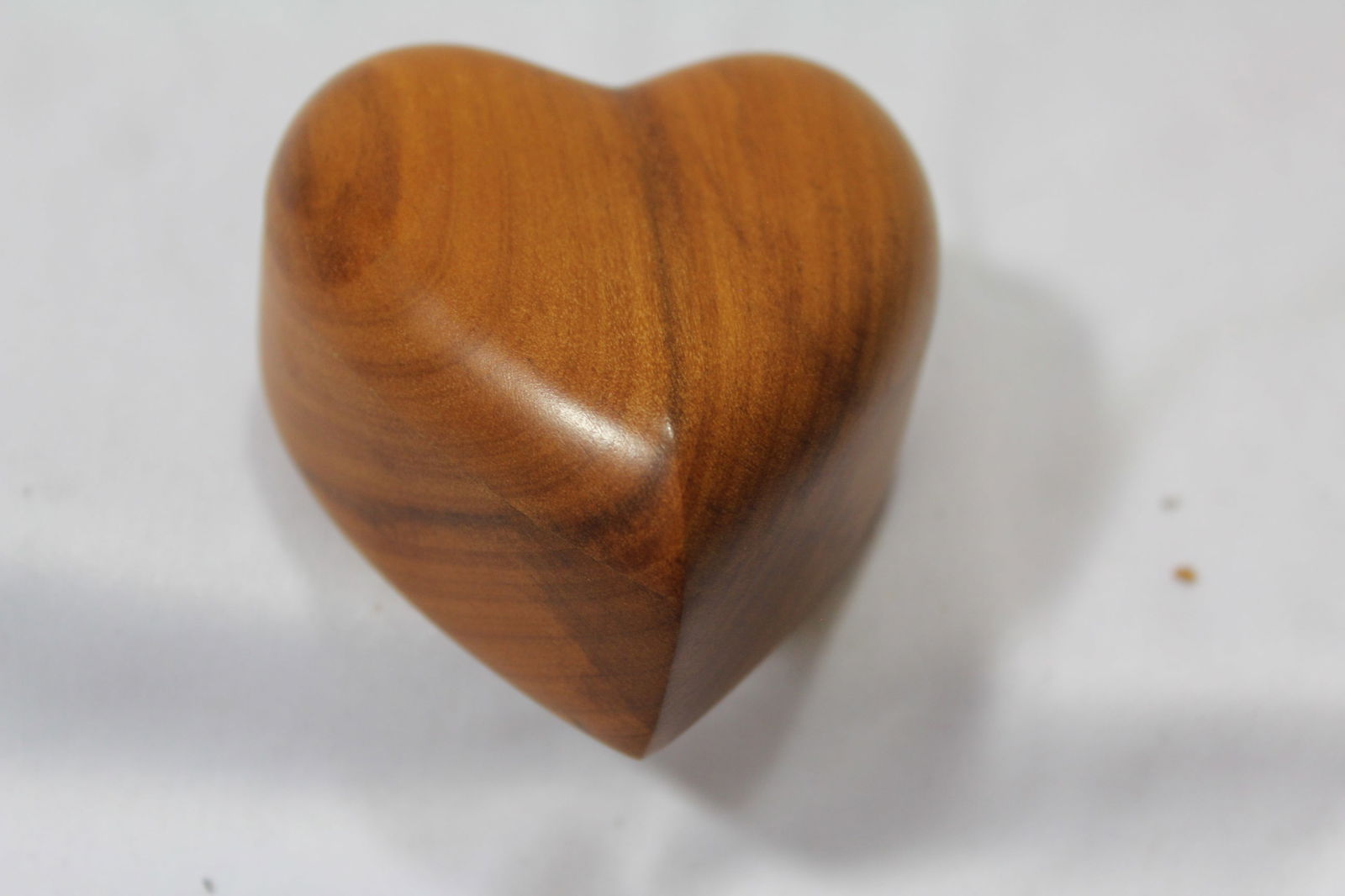 A Heart Shape Wooden Trinket Box: 2 1/2" across