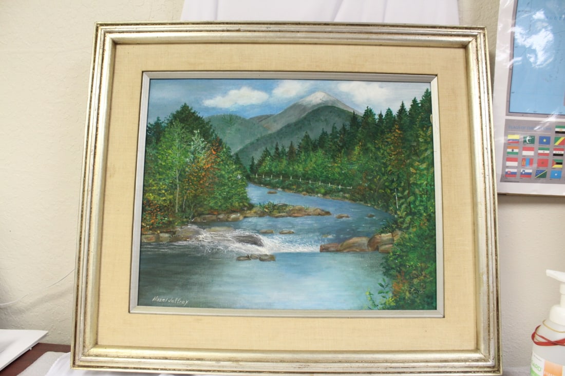 An Oil on Board by Hazel Jeffrey: overall= 27 3/4" x 23 3/4"