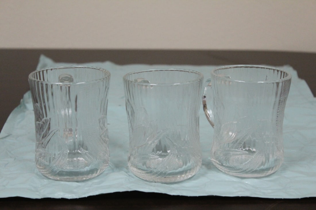 A Lot of 3 Glass Mug: 4" tall each