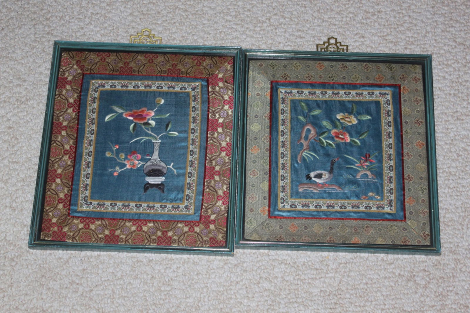 Pair of Chinese Framed Silk Panels (1 of 7)