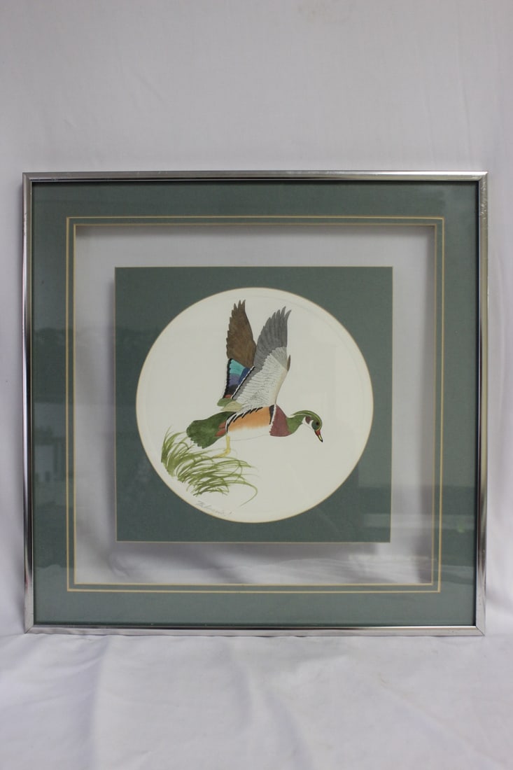 A Signed (Pencil) Etching/Litograph/Watercolour: nicely framed - overall= 16 1/4" square