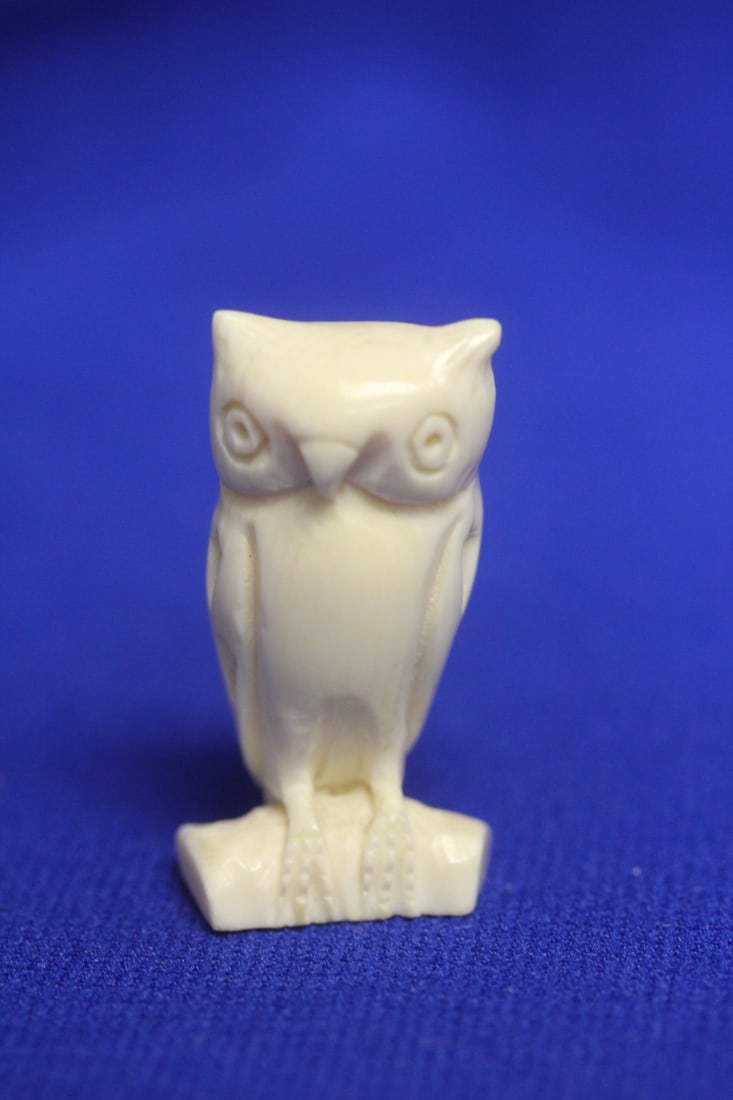A Carved Bone Owl: 1 3/4" tall