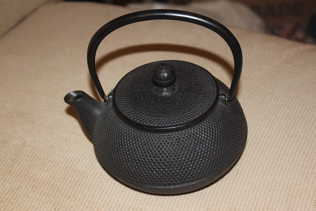 Signed Cast Iron Oriental Teapot: modern - 6 inches across