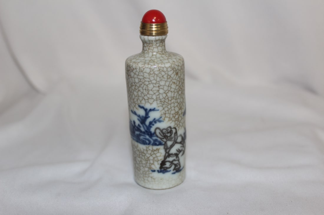 A Ceramic Snuff Bottle: 4" tall