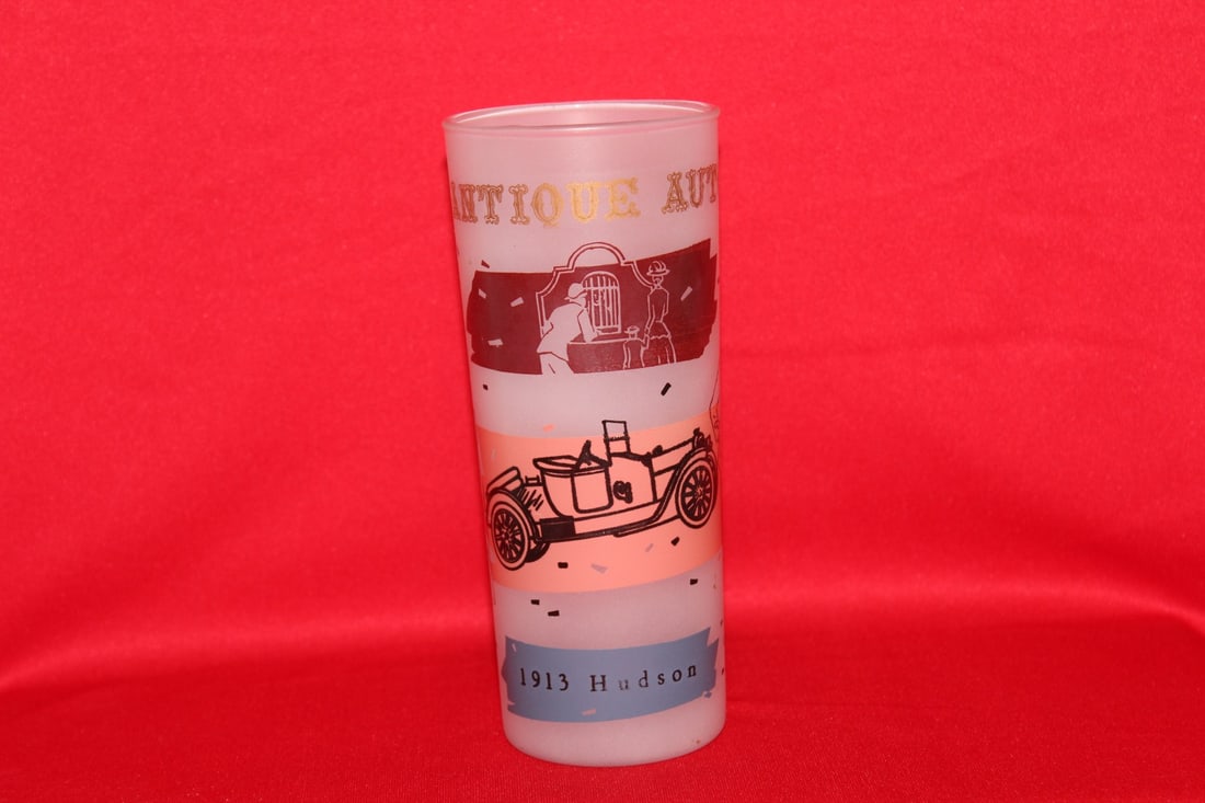 A Retro Frosted Glass Water Tumbler: 7 1/2" tall