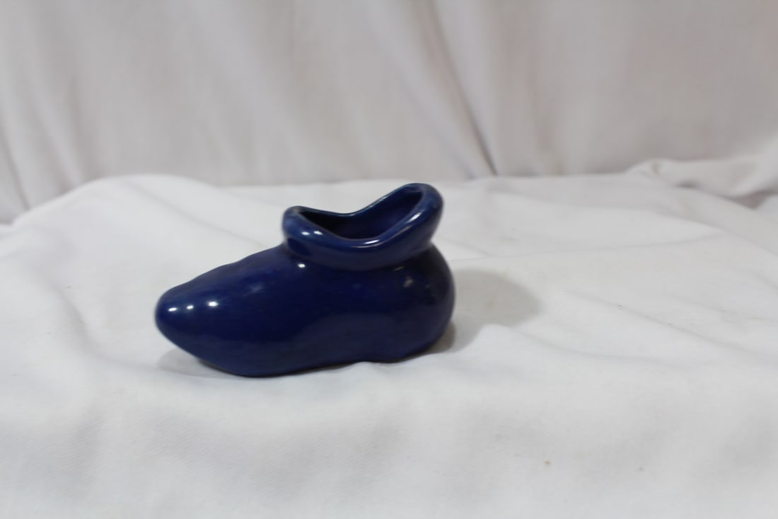 A Small Ceramic Blue Shoe/Clog: 3" long