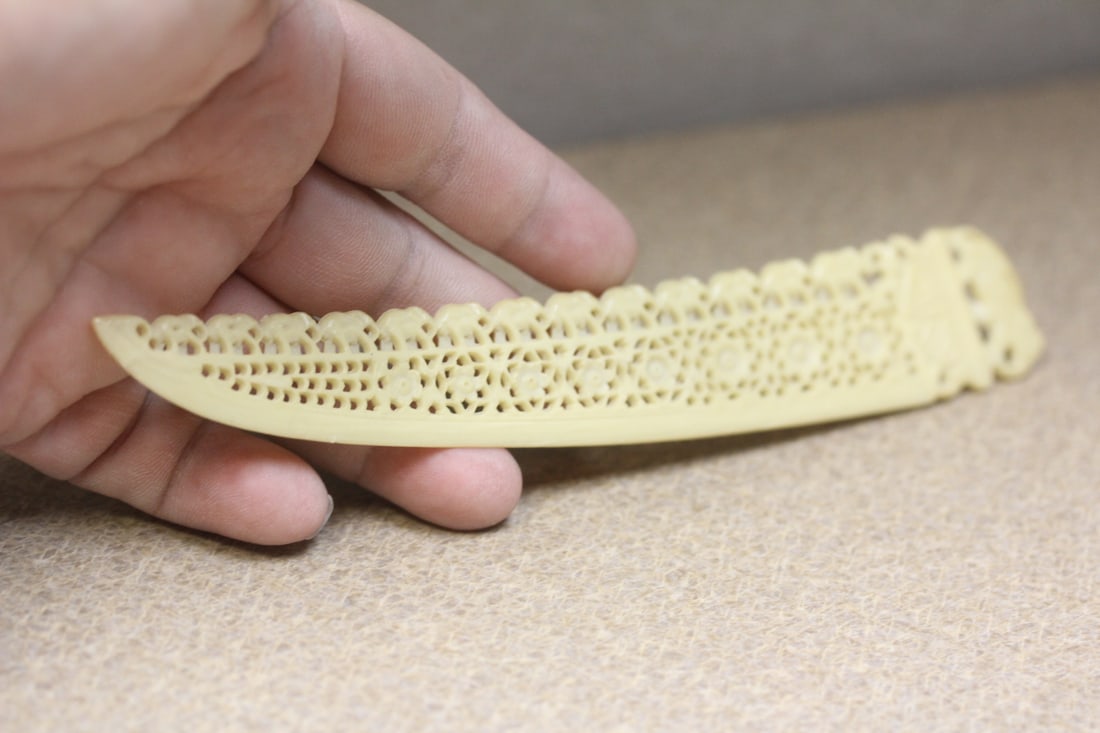 Celluloid Elephant Letter Opener: 6 7/8" across