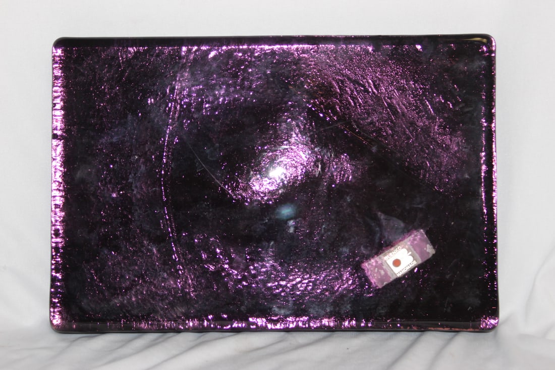 A Handmade Blenk Amethyst Color Glass Block: 11 7/8" x 7 7/8"