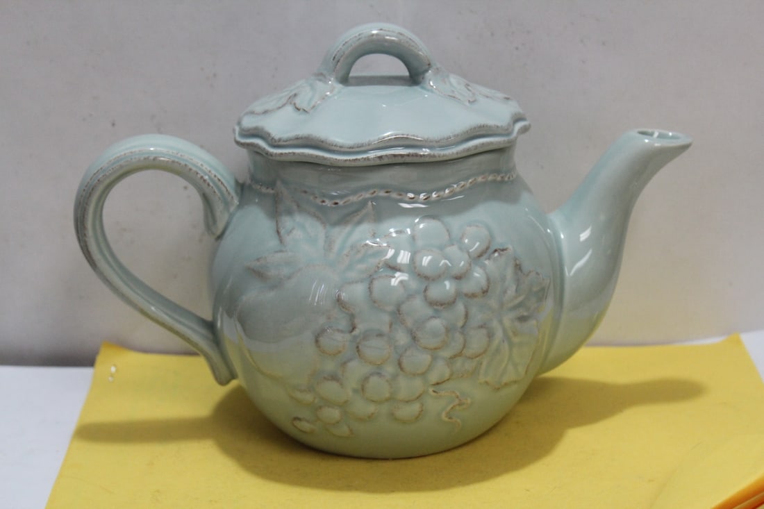 A Bella Casa Pottery or Ceramic Teapot: 9" across