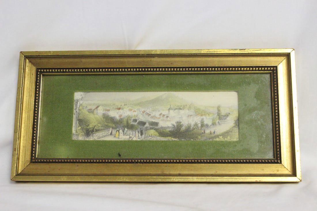 A Steel Engraving or a Print: Framed - overall= 11 3/8" x 5 1/2" - old