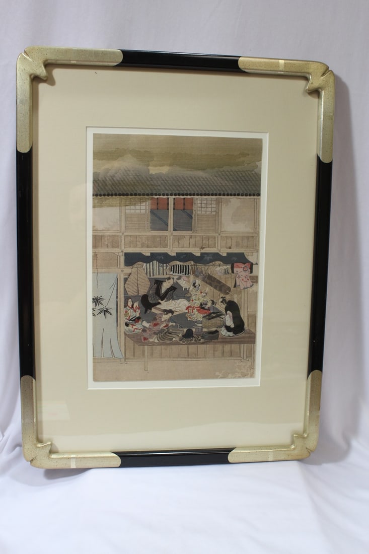 A Woodblock Print by Tosa Mitsuoki: some provinance on the back inside the envelope - overall= 20" x 15" x - sight= 12" x 8"