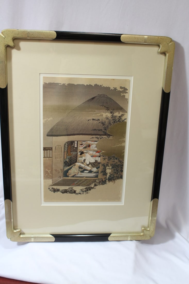 A Woodblock Print by Tosa Mitsuoki: some provinance on the back inside the envelope - overall= 20" x 15" x - sight= 12" x 8"