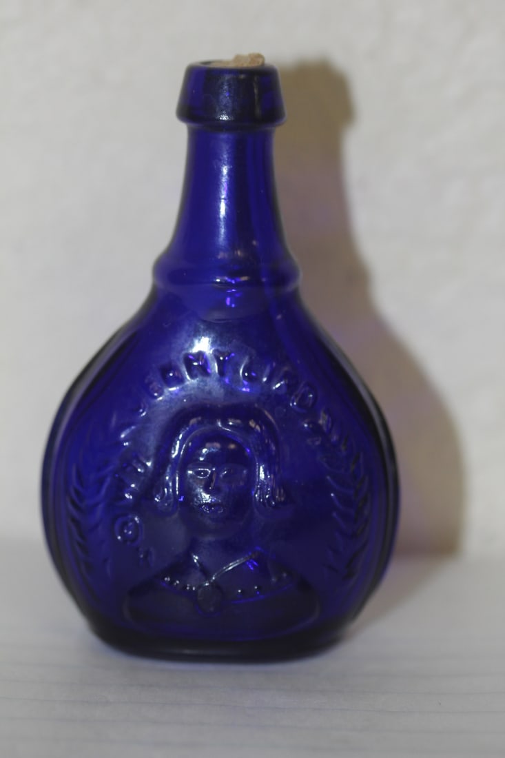 Jenny Lind Cobalt Blue Small Glass Bottle: 3 1/4" tall
