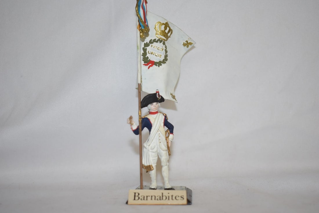 A Very Rare Faev Metal Soldier With Flag: soldier= 3 inches tall