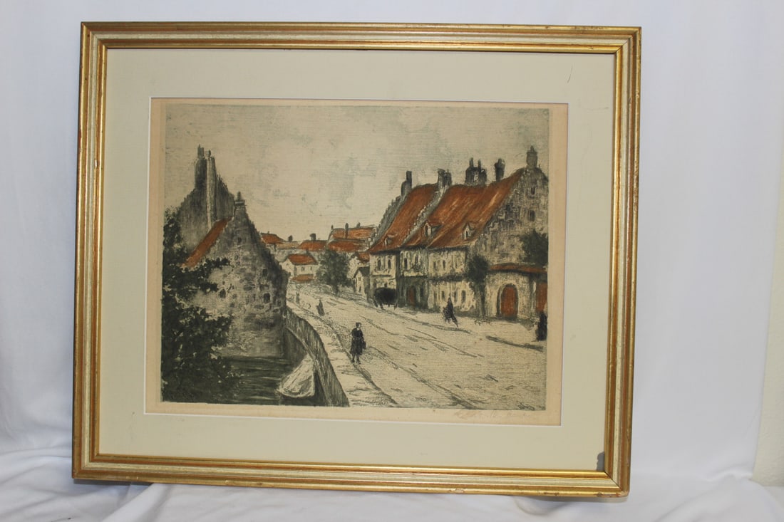 A Vintage Signed Engraving: overall= 17 1/4" x 14 1/4" - sight= 13 1/2" x 11 1/2" - no glass