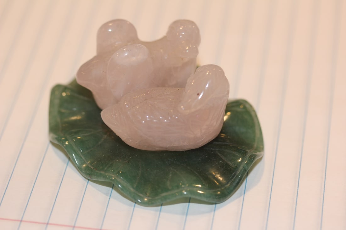 Ducks on Jade Lotus: chinese - 2 5/8" across