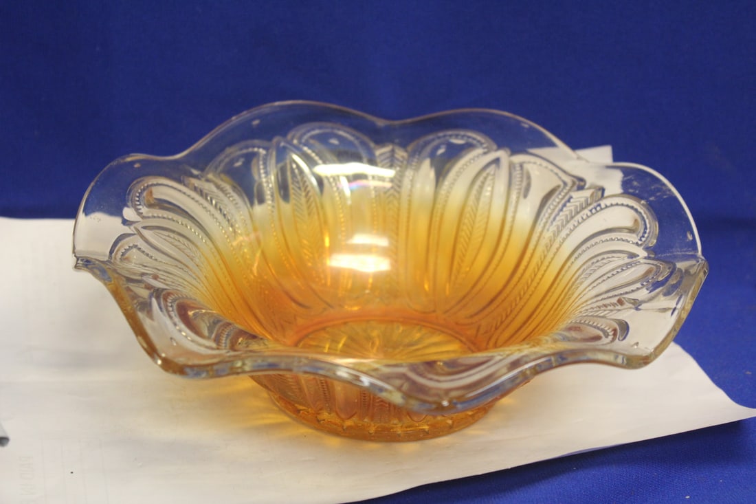 Carnival Glass Bowl: 9" in diameter