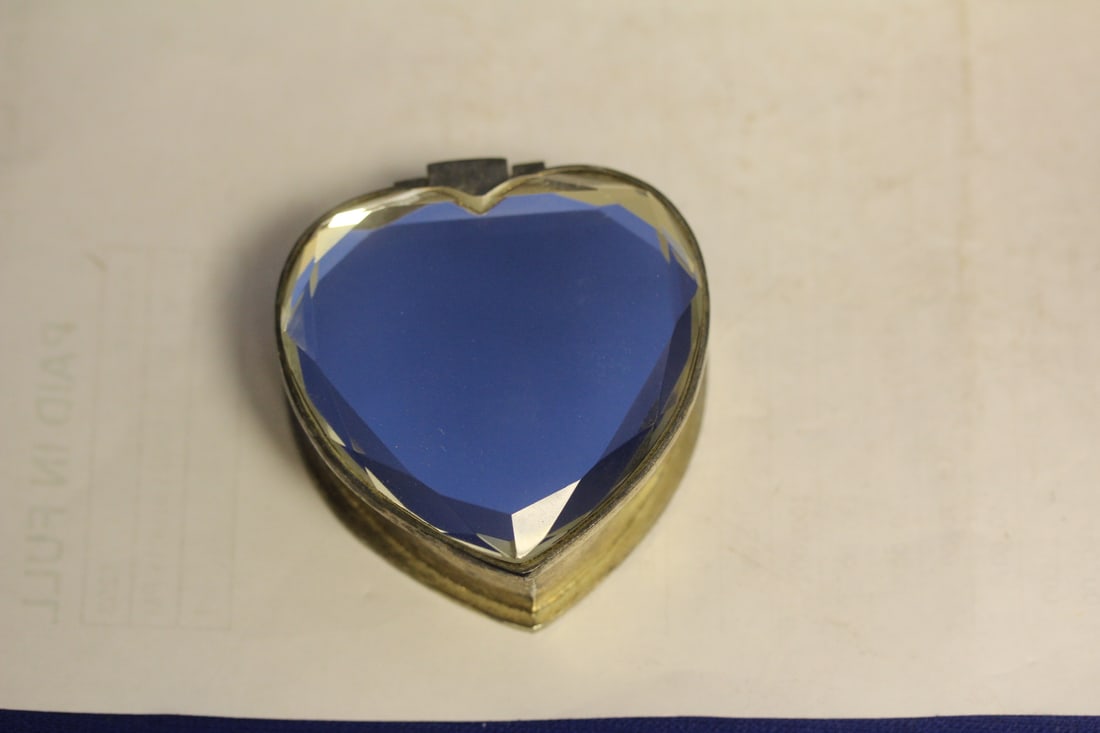 Heart Shape Mirror and Metal Trinket Box: 2 1/2" in length