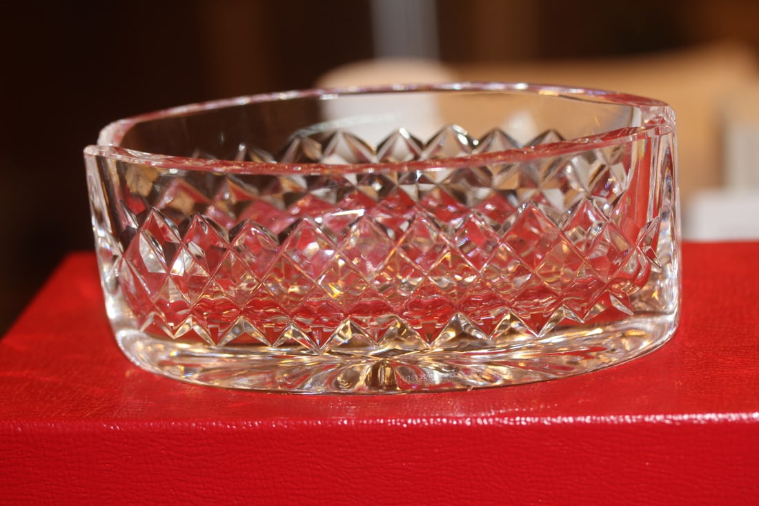 Oval Cut Glass Waterford Ashtray: 5 1/8" across