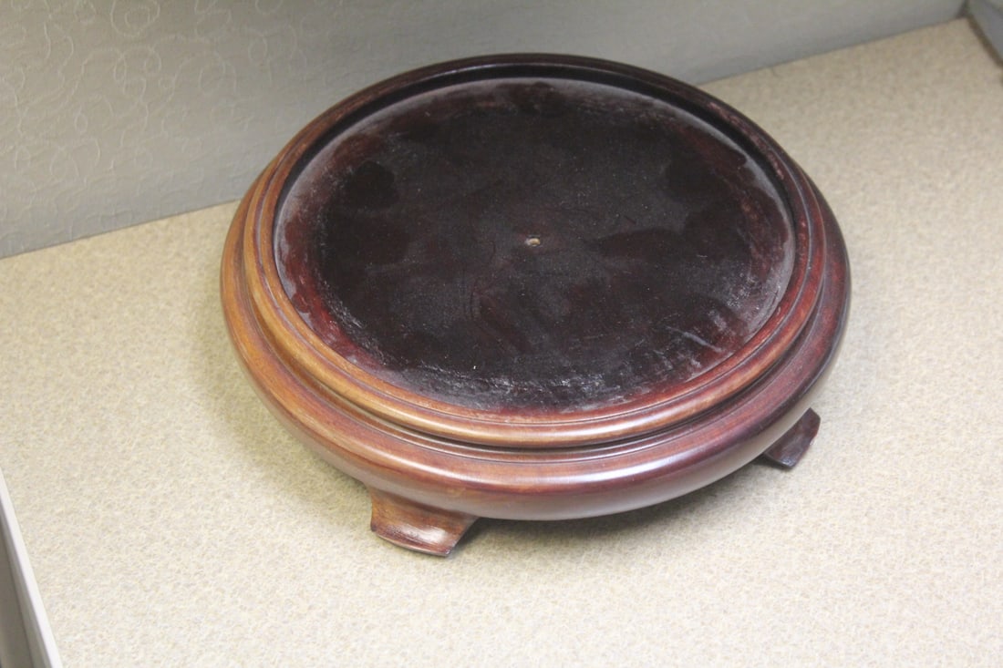 Vintage Chinese Hardwood Stand: inside diameter= 6 3/4" in diameter